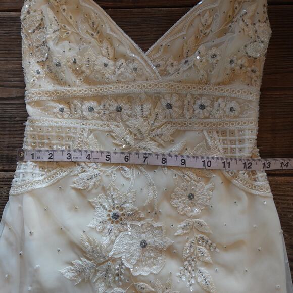 Collette Dinnigan Wedding Gown Small Ivory Beaded Sequin Bridal Dress Y2K VTG - Picture 13 of 16